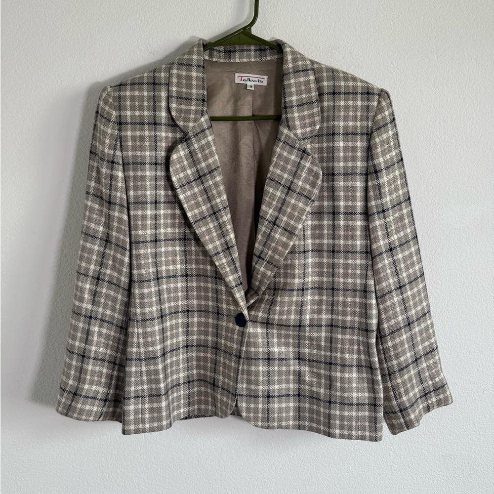Talbots Women’s Gray Plaid‎ Blazer Size 8